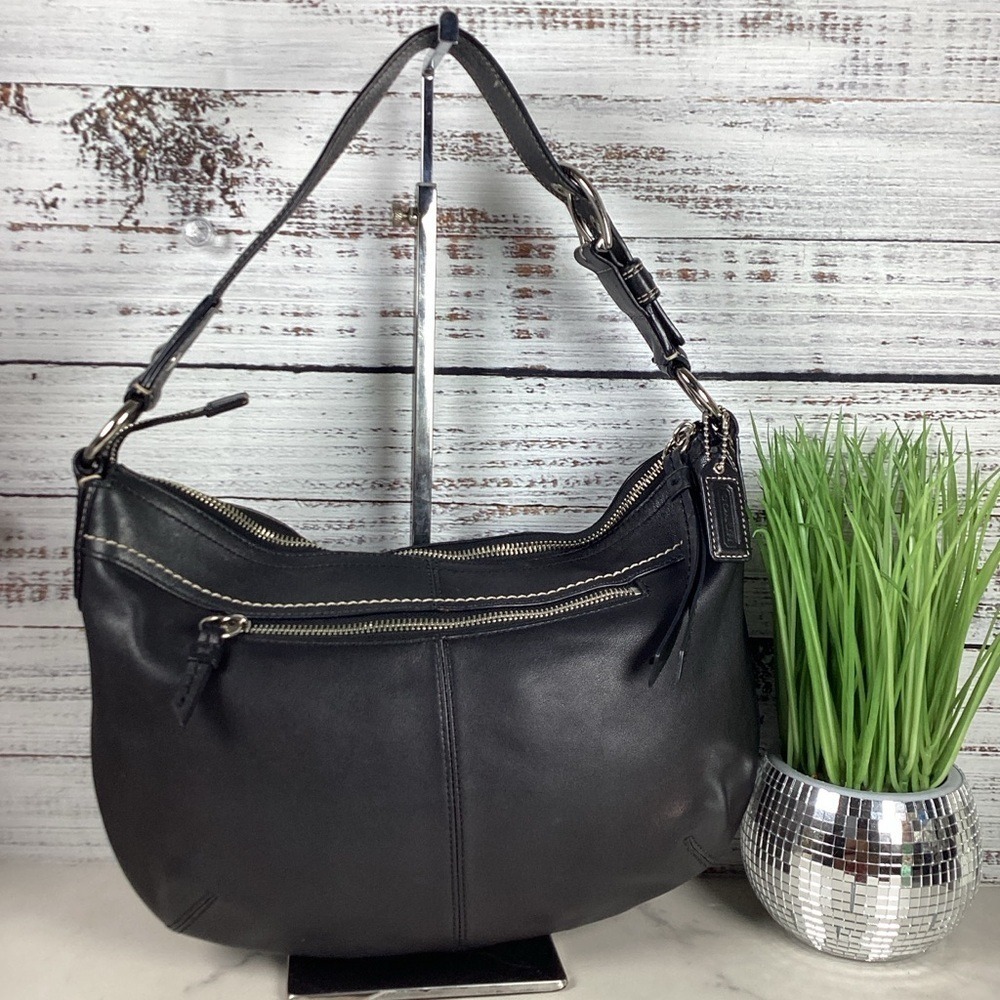 Coach Y2K‎ #13730 Vintage Soho Black Leather  Shoulder Bag with Silver Purse - Picture 2 of 14